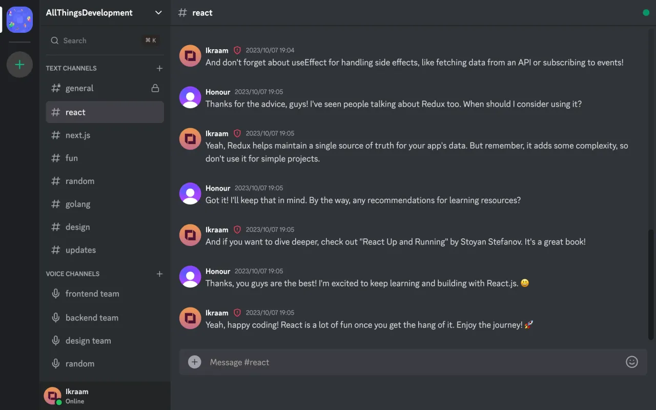 Discourse screenshot 1